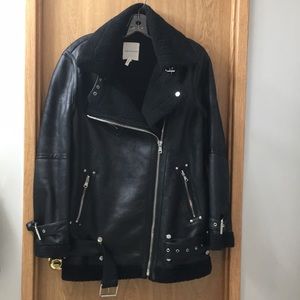 Black Faux Shearling Moto Jacket size S